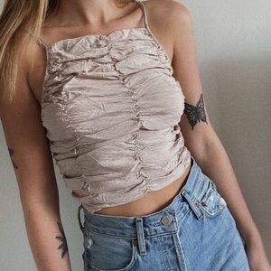 ZARA Sand Bluff Draped Straight Neck Crop Top